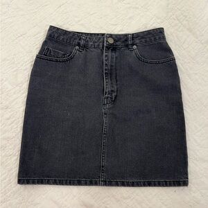 Black denim mini skirt